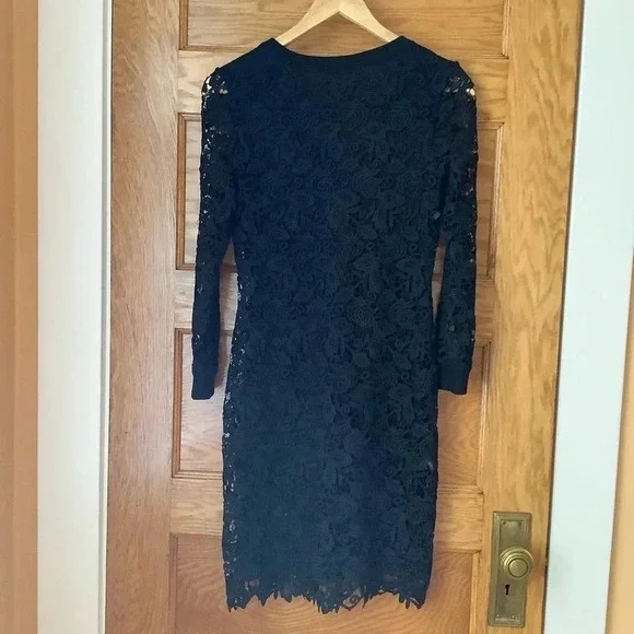 WILFRED Black Floral Lace Cocktail Dress Size XS - Picture 3 of 13